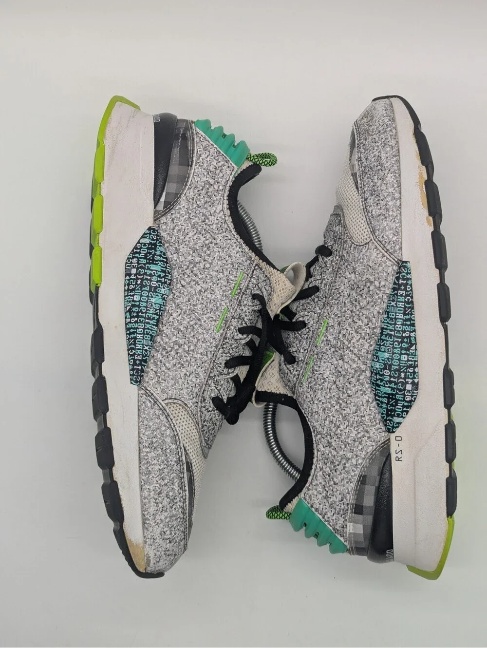 Mens Size 11.5 Puma RS-0 Game Restart Binary Green Gray White Shoes 367969-01